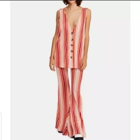 Free People |Two Piece 1970s Pantsuit Sunset S Bridgette - Picture 1 of 6
